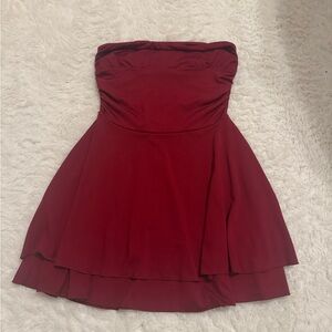 SHEIN Strapless Burgundy Dress